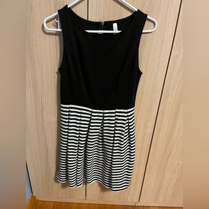 Black and White Striped Fit and Flare Dress